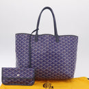 Goyard Herringbone Saint Louis PM Tote Bag PVC Blue Silver Auth 212531SAV-30