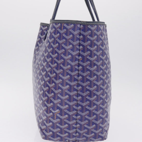 Goyard Herringbone Saint Louis PM Tote Bag PVC Blue Silver Auth 212531SAV