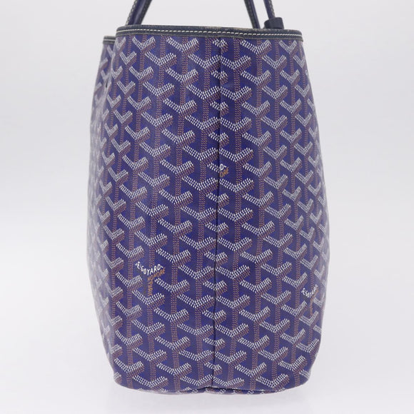 Goyard Herringbone Saint Louis PM Tote Bag PVC Blue Silver Auth 212531SAV
