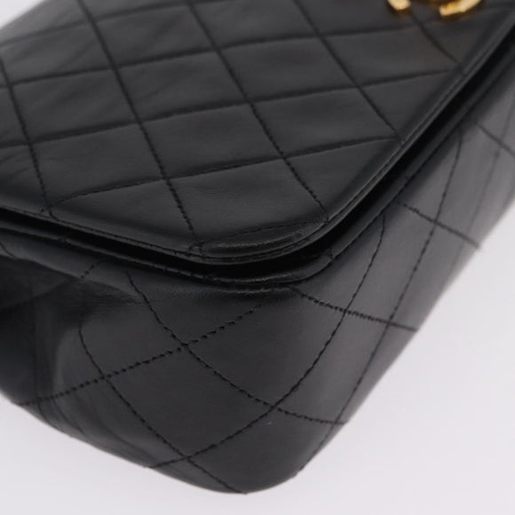 CHANEL Matelasse Chain Shoulder Bag Lamb Skin Black Gold CC Auth 212540SAV