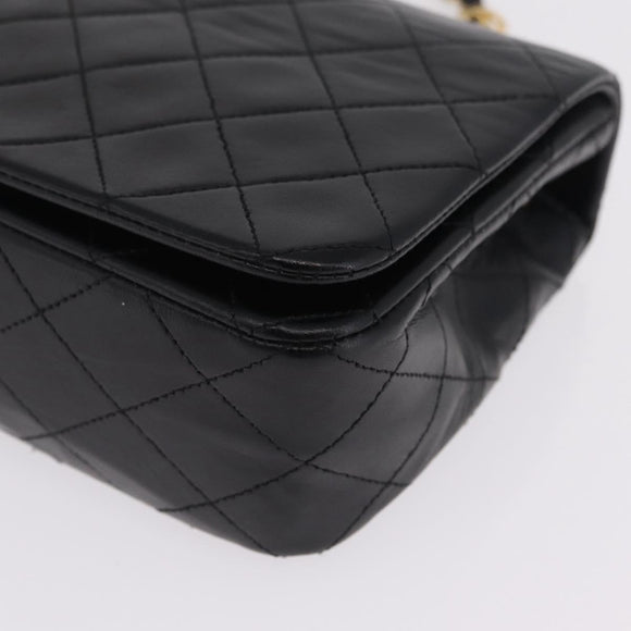 CHANEL Matelasse Chain Shoulder Bag Lamb Skin Black Gold CC Auth 212540SAV