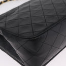 CHANEL Matelasse Chain Shoulder Bag Lamb Skin Black Gold CC Auth 212540SAV-12