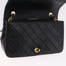 CHANEL Matelasse Chain Shoulder Bag Lamb Skin Black Gold CC Auth 212540SAV-17