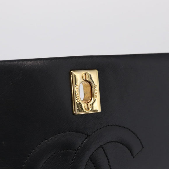 CHANEL Matelasse Chain Shoulder Bag Lamb Skin Black Gold CC Auth 212540SAV