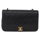 CHANEL Matelasse Chain Shoulder Bag Lamb Skin Black Gold CC Auth 212540SAV-2