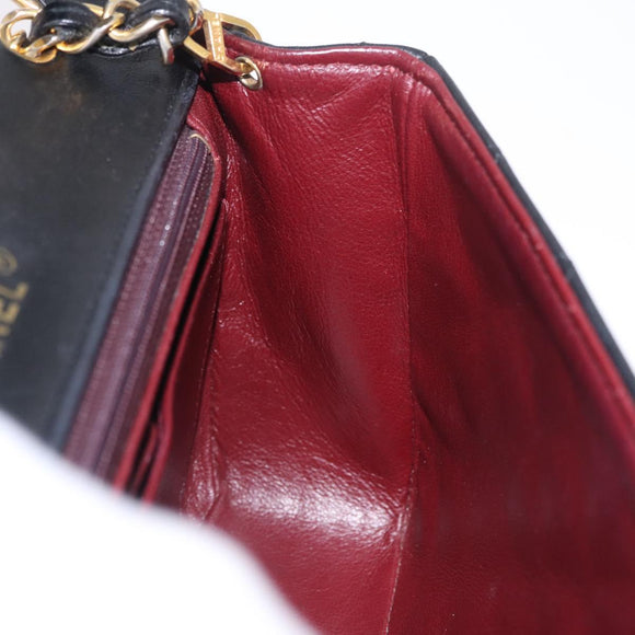 CHANEL Matelasse Chain Shoulder Bag Lamb Skin Black Gold CC Auth 212540SAV