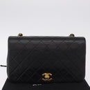 CHANEL Matelasse Chain Shoulder Bag Lamb Skin Black Gold CC Auth 212540SAV-28