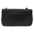 CHANEL Matelasse Chain Shoulder Bag Lamb Skin Black Gold CC Auth 212540SAV-3