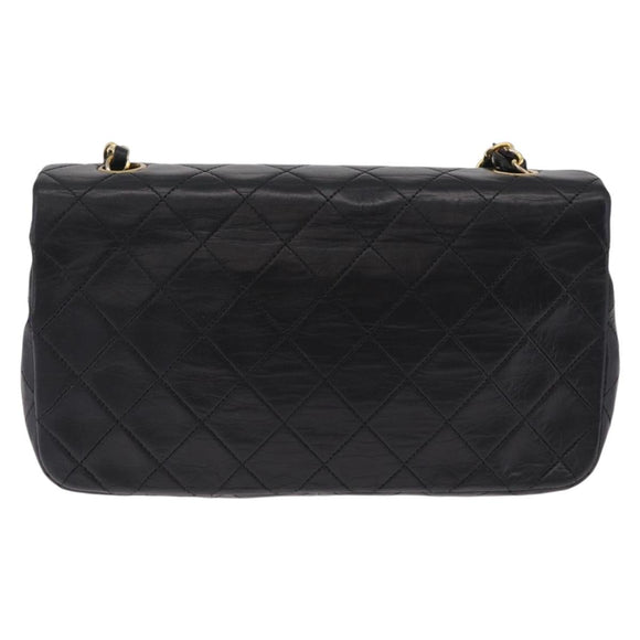 CHANEL Matelasse Chain Shoulder Bag Lamb Skin Black Gold CC Auth 212540SAV