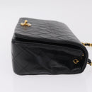 CHANEL Matelasse Chain Shoulder Bag Lamb Skin Black Gold CC Auth 212540SAV-4