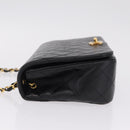 CHANEL Matelasse Chain Shoulder Bag Lamb Skin Black Gold CC Auth 212540SAV-5