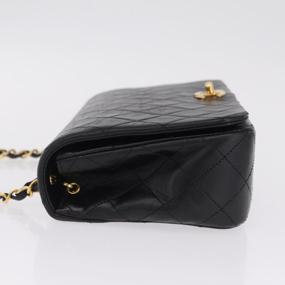 CHANEL Matelasse Chain Shoulder Bag Lamb Skin Black Gold CC Auth 212540SAV