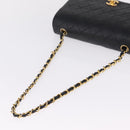 CHANEL Matelasse Chain Shoulder Bag Lamb Skin Black Gold CC Auth 212540SAV-7