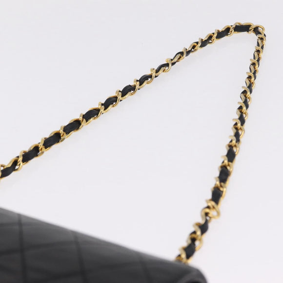 CHANEL Matelasse Chain Shoulder Bag Lamb Skin Black Gold CC Auth 212540SAV