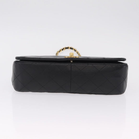 CHANEL Matelasse Chain Shoulder Bag Lamb Skin Black Gold CC Auth 212540SAV