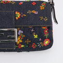 FENDI Mamma Baguette Shoulder Bag Denim Beads Multicolor Silver Auth 212544SM-16