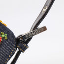 FENDI Mamma Baguette Shoulder Bag Denim Beads Multicolor Silver Auth 212544SM-18