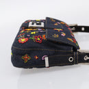 FENDI Mamma Baguette Shoulder Bag Denim Beads Multicolor Silver Auth 212544SM-5