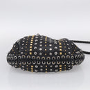 Miu Miu Studs Hand Bag Leather 2way Black Gold Auth 212547V-12