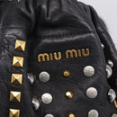 Miu Miu Studs Hand Bag Leather 2way Black Gold Auth 212547V-17
