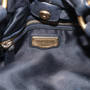 Miu Miu Studs Hand Bag Leather 2way Black Gold Auth 212547V-18