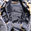 Miu Miu Studs Hand Bag Leather 2way Black Gold Auth 212547V-19