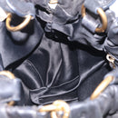 Miu Miu Studs Hand Bag Leather 2way Black Gold Auth 212547V-21