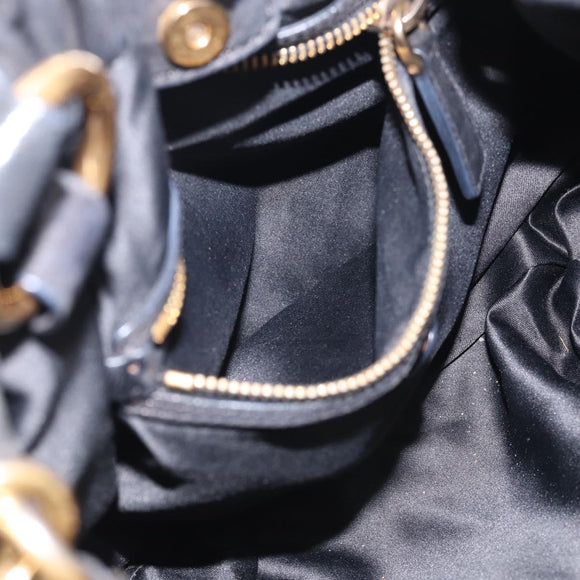Miu Miu Studs Hand Bag Leather 2way Black Gold Auth 212547V