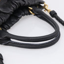 Miu Miu Studs Hand Bag Leather 2way Black Gold Auth 212547V-7