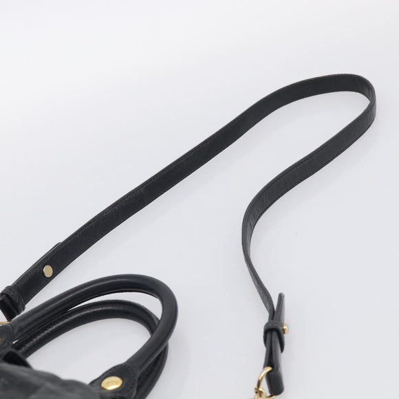 Miu Miu Vitter Lux Hand Bag Leather 2way Black Gold Auth 212548V