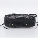 Miu Miu Vitter Lux Hand Bag Leather 2way Black Gold Auth 212548V-11