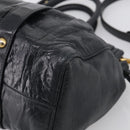 Miu Miu Vitter Lux Hand Bag Leather 2way Black Gold Auth 212548V-12