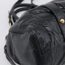 Miu Miu Vitter Lux Hand Bag Leather 2way Black Gold Auth 212548V-13