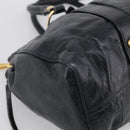 Miu Miu Vitter Lux Hand Bag Leather 2way Black Gold Auth 212548V-15