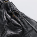 Miu Miu Vitter Lux Hand Bag Leather 2way Black Gold Auth 212548V-19
