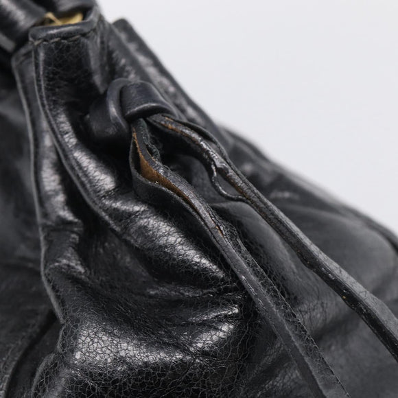 Miu Miu Vitter Lux Hand Bag Leather 2way Black Gold Auth 212548V