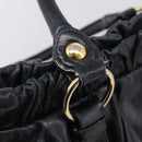 Miu Miu Vitter Lux Hand Bag Leather 2way Black Gold Auth 212548V-20