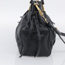 Miu Miu Vitter Lux Hand Bag Leather 2way Black Gold Auth 212548V-4