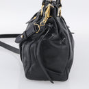 Miu Miu Vitter Lux Hand Bag Leather 2way Black Gold Auth 212548V-5