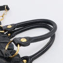 Miu Miu Vitter Lux Hand Bag Leather 2way Black Gold Auth 212548V-8