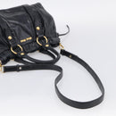 Miu Miu Vitter Lux Hand Bag Leather 2way Black Gold Auth 212548V-9