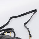 Miu Miu Vitter Lux Hand Bag Leather 2way Black Gold Auth 212549M-10