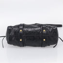 Miu Miu Vitter Lux Hand Bag Leather 2way Black Gold Auth 212549M-11