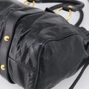 Miu Miu Vitter Lux Hand Bag Leather 2way Black Gold Auth 212549M-12