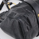 Miu Miu Vitter Lux Hand Bag Leather 2way Black Gold Auth 212549M-13