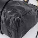 Miu Miu Vitter Lux Hand Bag Leather 2way Black Gold Auth 212549M-14
