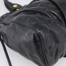 Miu Miu Vitter Lux Hand Bag Leather 2way Black Gold Auth 212549M-15
