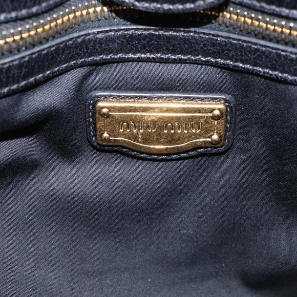 Miu Miu Vitter Lux Hand Bag Leather 2way Black Gold Auth 212549M