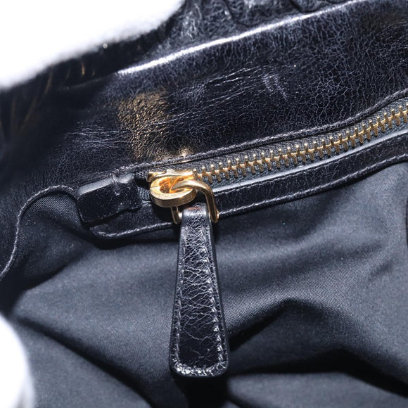 Miu Miu Vitter Lux Hand Bag Leather 2way Black Gold Auth 212549M