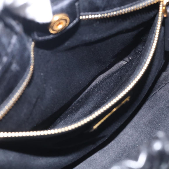 Miu Miu Vitter Lux Hand Bag Leather 2way Black Gold Auth 212549M